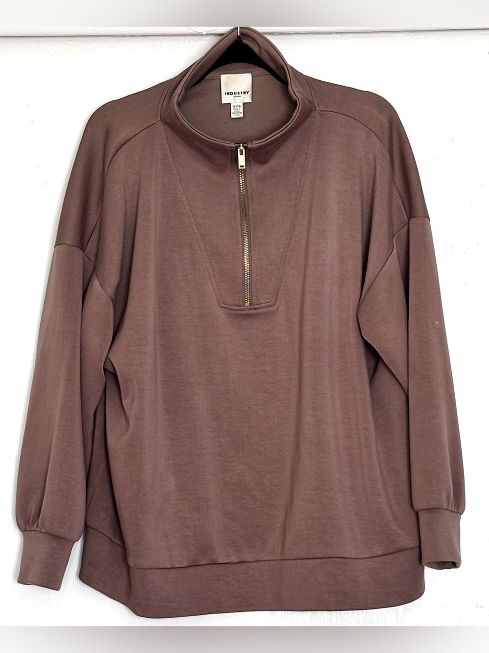 Industry Republic Clothing Quarter-Zip Pullover Sweater Taupe Size 1X